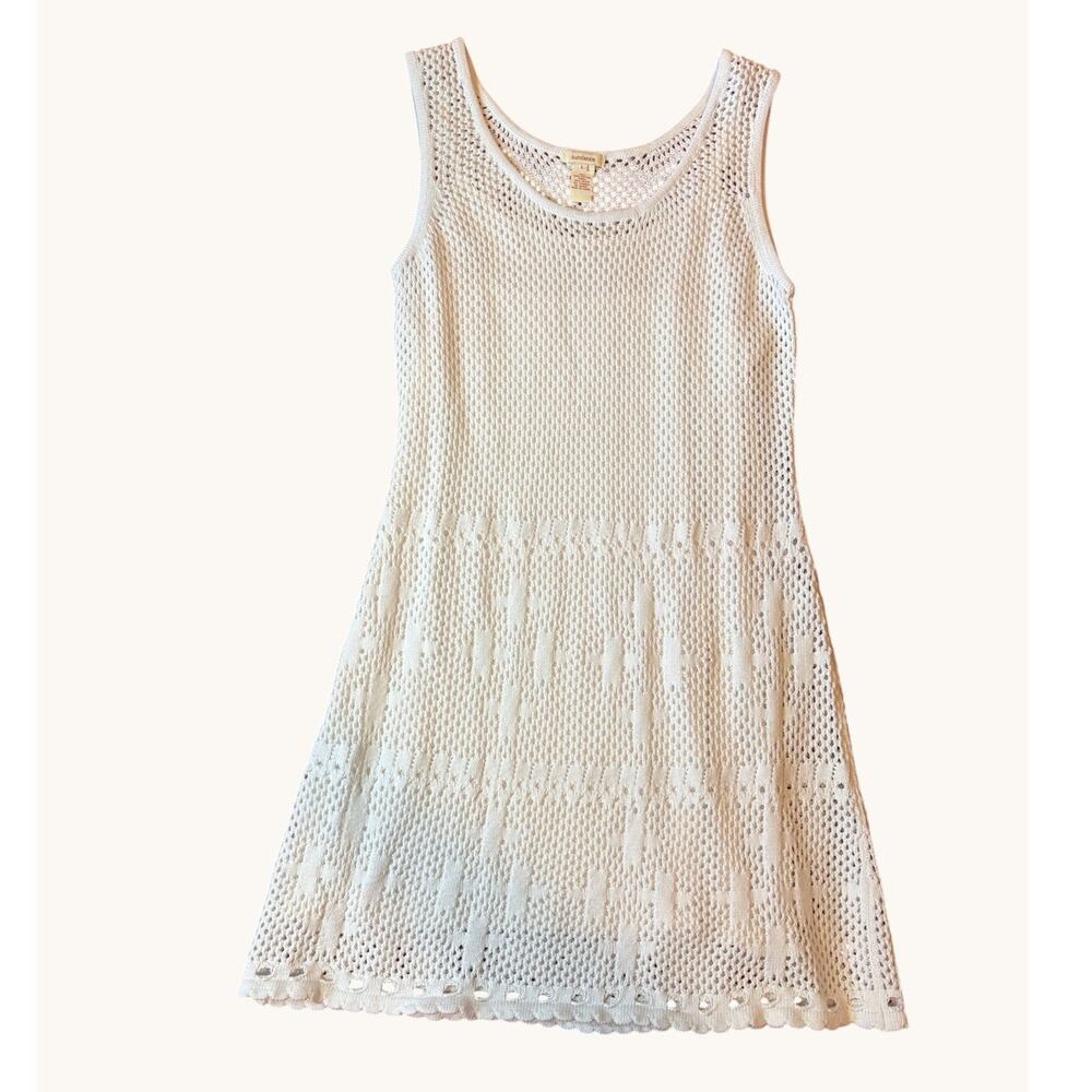 SUNDANCE Women's Crochet Knit Dress Large White Open Stitch Tank Resort - Picture 2 of 10